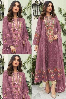 Plum Purple Multi Embroidery Work Pakistani Dress