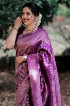 Purple Banarasi Silk Festival Special Saree