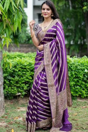 Purple Banarasi Silk Jacquard Work Saree