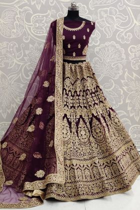 Purple Dori Embroidery Work Net Lehenga Choli