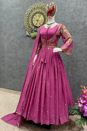 Purple Faux Georgette Anarkali Style Gown