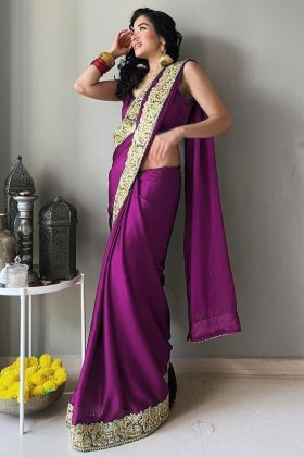 Purple Rangoli Silk Coding Work Saree