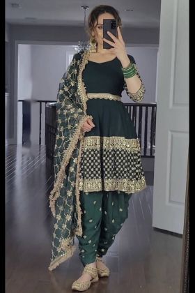 Ramzan Eid Special Dark Green Faux Georgette Salwar Suit
