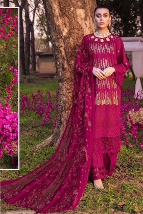 Rani Pink Pure Georgette Embroidery Work Pakistani Salwar Suit