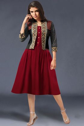 Rayon Casual And Formal Trendy Kurti With Jacket