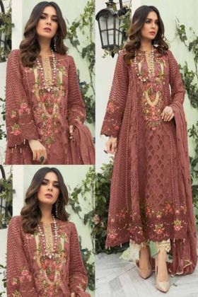 Red Faux Georgette Stone Work Pakistani Style Suit