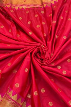 Red Pure Banarasi Silk Wedding Wear Saree