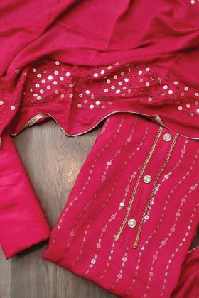 Semi Modal Latest Fancy Salwar Kameez In Pink Color 