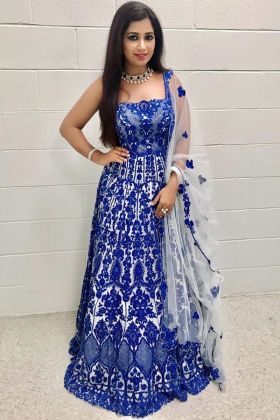 Singer Shreya Ghoshal Wear White Embroidered Gown