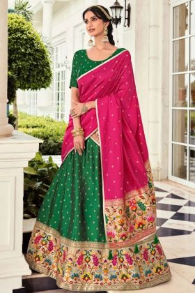 Wedding Special Dark Green Banarasi Silk Lehenga Choli