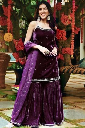 Wedding Special Purple Velvet Salwar Suit
