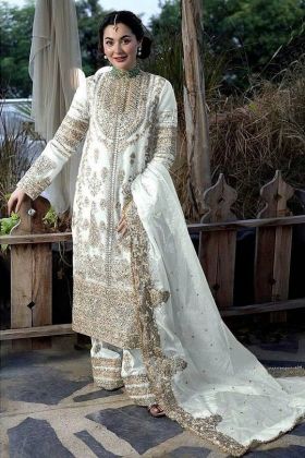 White Sequence Work Readymade Salwar Suit
