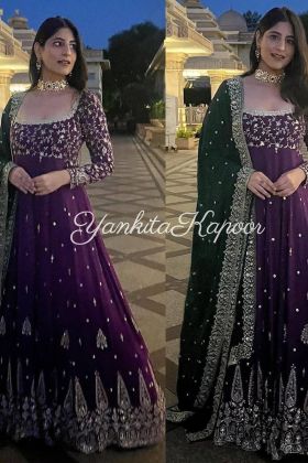 Yankita Kapoor Style Dark Purple Faux Georgette Gown