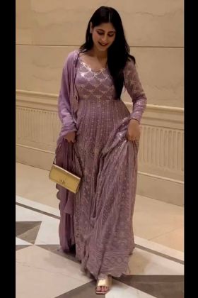 Yankita Kapoor Style Purple Sequence Work Gown
