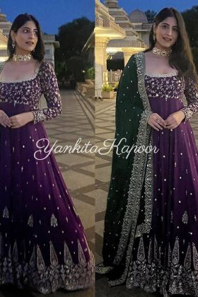 Yankita Kapoor Style Violet Faux Georgette Gown