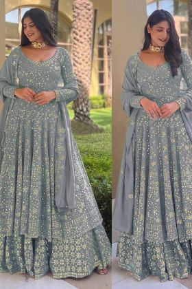 Yankita Kapoor Wear Grey Embroidery Work Top With Lehenga