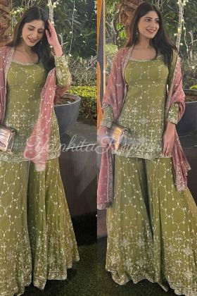 Yankita Kapoor Wear Light Green Sharara Suit