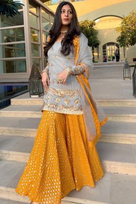 Yankita Kapoor Wear Yellow Designer Sharara Dress