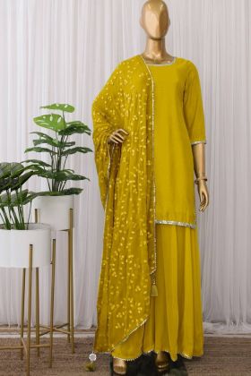 Yellow Maska Cotton Silk Stitch Salwar Suit