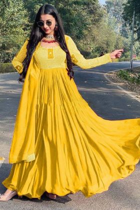 Yellow Sequence Embroidered Anarkali Gown