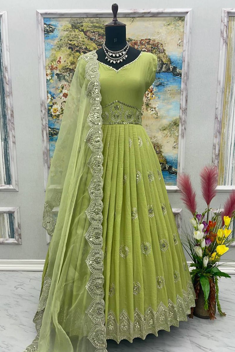 RVA1781 Ladies Light Green Gown at Rs 1499 | Surat | ID: 23287424362