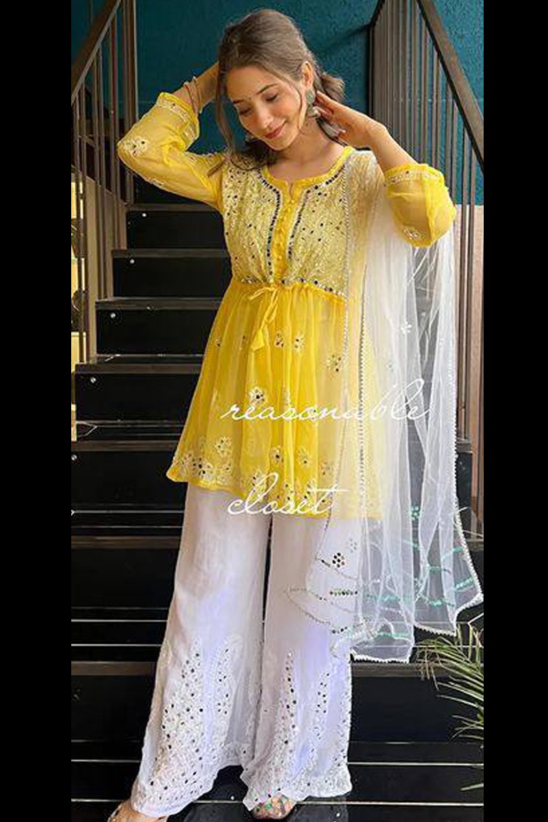 yellow white Handwoven Cotton Kurta Dress – GoCoop